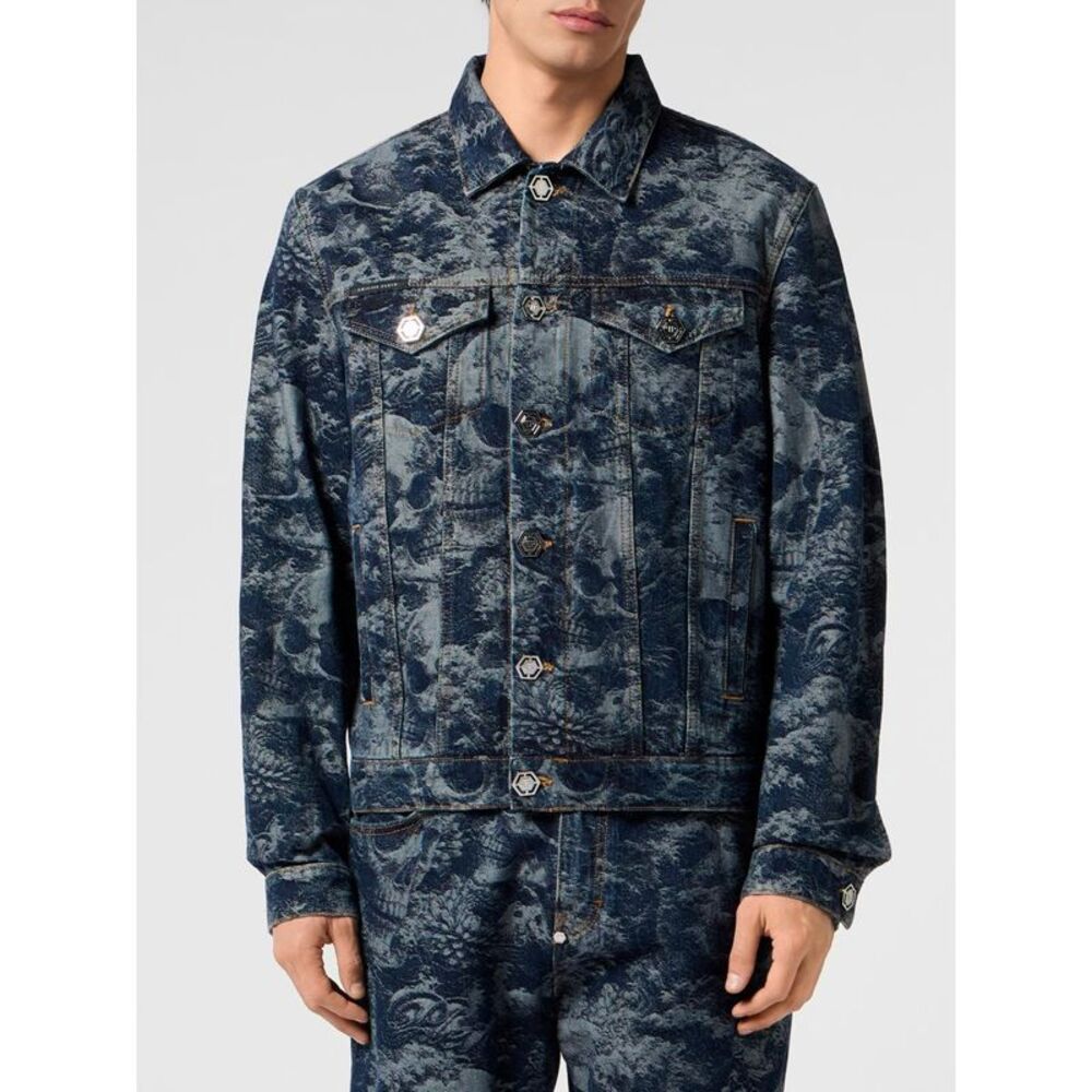 Philipp Plein Men Abstract Denim Jacket Philipp Plein
